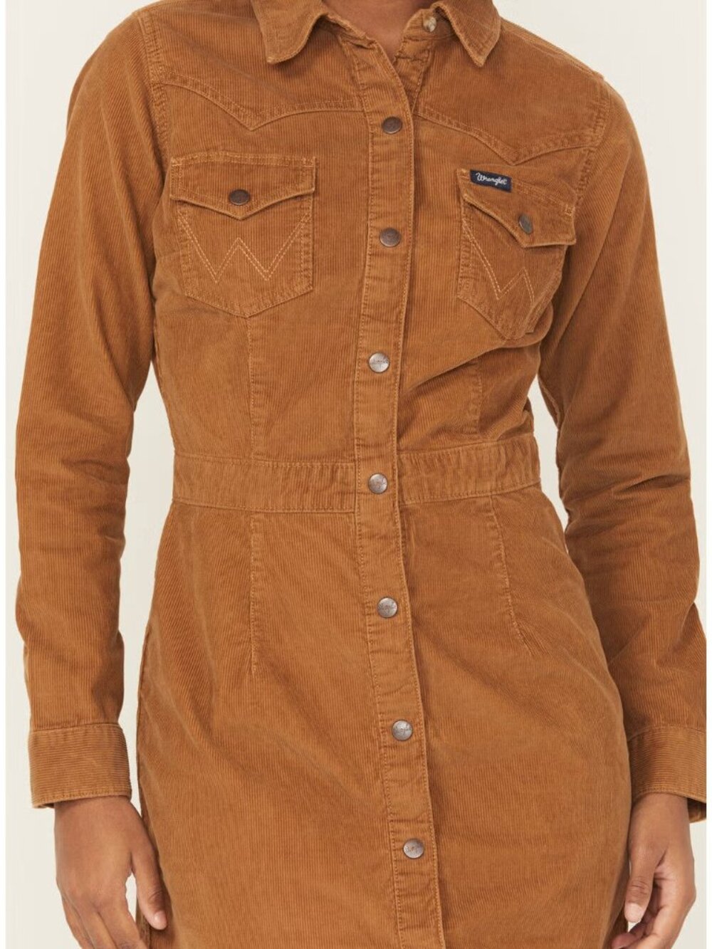 Wrangler Retro Women's Corduroy Long Sleeve Snap Mini Dress Size Large - Picture 3 of 4